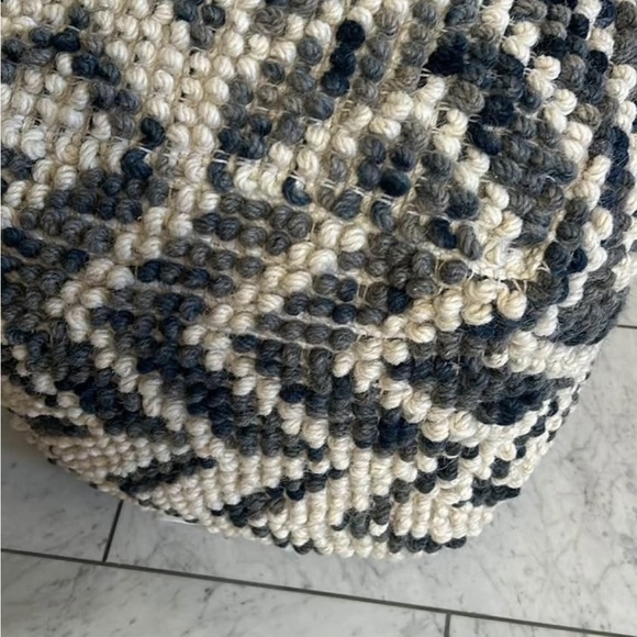 La Pouf Textured Gray/Blue Cream Beautifully Designed Pouf